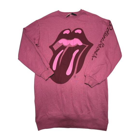 Zara X The Rolling Stones Pink Oversized Sweatshirt Dress Size 13/14 / Small - Picture 2 of 11